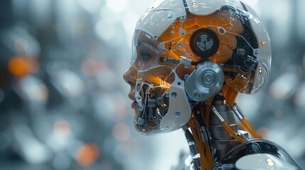 Fototapeta premium Robot helping with lung diagnostics, detailed imaging, clinical. Photorealistic. HD.