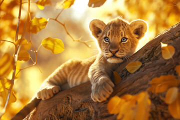 Cute baby lion cub 