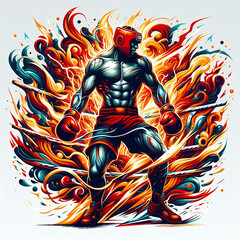 Colorful fighter character illustration