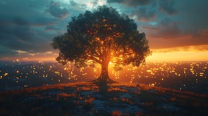 Visualize an Economic Growth Tree with its branches elegantly shaped like upward-trending financial graphs, set against a serene sky backdrop, symbolizing sustainable and organic financial growth.