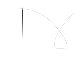 Needle and thread silhouette icon. Needle icon vector on a white background.  Sewing needle with thread.  Vector illustration.
