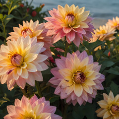 Obraz premium a many flowers that are blooming in the garden