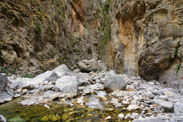 The Samaria Gorge is a National Park of Greece since 1962 on the island of Crete.