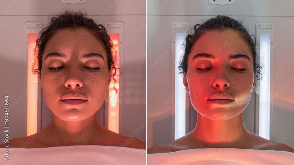 Aufkleber a before and after image of the same person one with a tired and drained expression the other with a