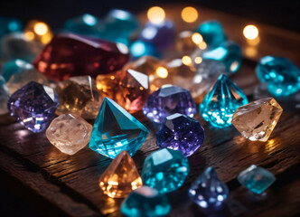 Beautiful shiny colorful crystals, close-up
