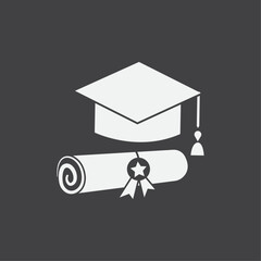 Graduation Cap And Education Diploma Vector Icon design