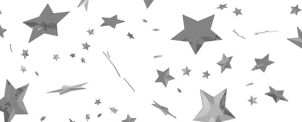 Silver stars confetti rain festive holiday background. background silver paper foil stars