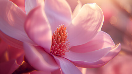 close-up image of pink magnolia with intricate detail