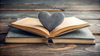 old book with heart shape