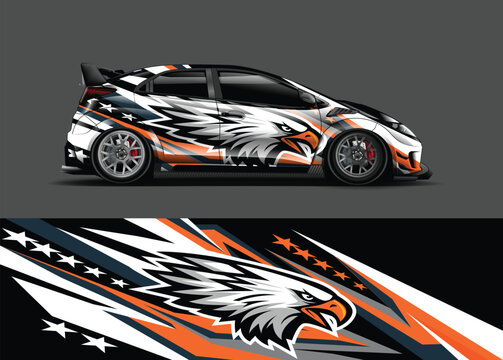 car wrap  decal  vinyl sticker designs concept. auto design geometric stripe eagle background for wrap vehicles  race cars  cargo vans  and livery
