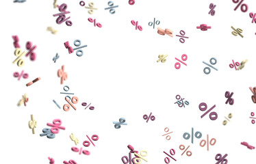 percent shopping digital in 3d. background