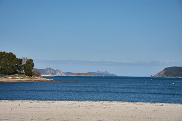 View of the Cies Islands from Sabaris Beach in Baiona