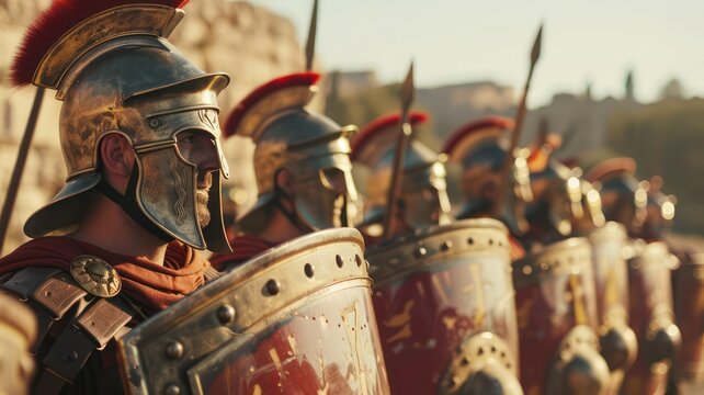 Historic roman army closeup created with Generative AI