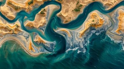  An aerial perspective of a body of water resembling a river or ocean's expanse