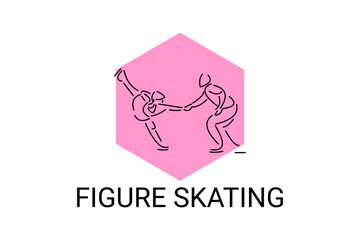 Figure skating vector line icon. dance, practice Figure skating. sport dance pictogram illustration.