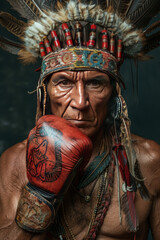 Obraz premium a Amazonas warrior wearing boxing gloves ,generative ai