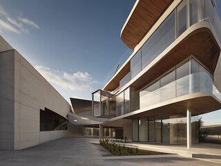 Architectural marvels, modern, structured, wide-angle , daytime, contemporary style