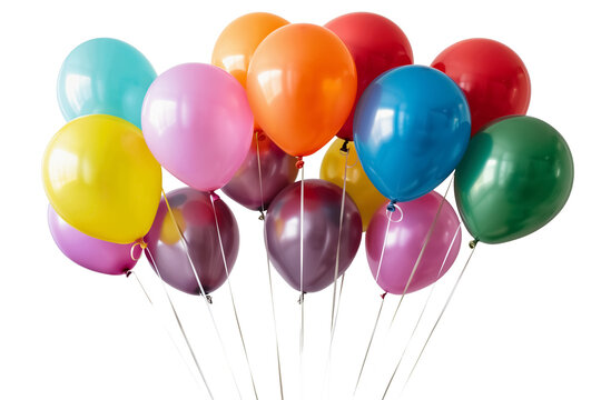 Fototapeta Colourful party balloons isolated on transparent or white background. 