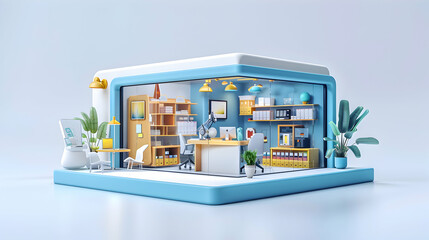 Naklejka premium 3D Icon: Dynamic Workplace Concept - Showcase Vibrant Advertisement in Cartoon Style for Business Energy, Collaboration, and Innovation