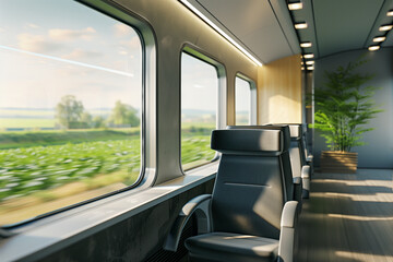 Business class seats on a modern passenger train.