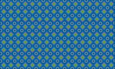 Seamless pattern with blue flowers