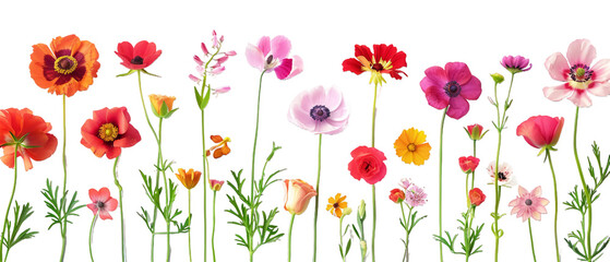 Red and yellow flowers PNG transparent background