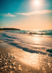 shiny sand on the seashore close-up. Selective focus.