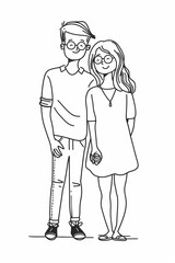 Hand drawn simple line illustration of a couple
