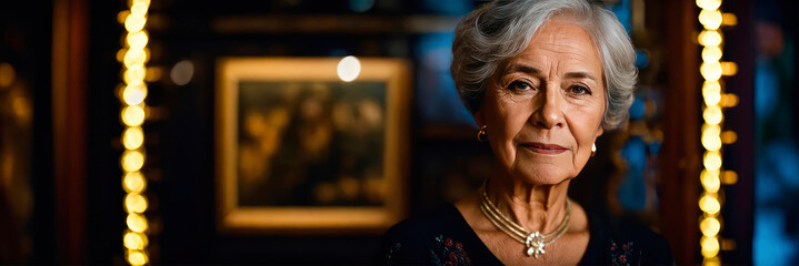 Obraz premium portrait of a beautiful elderly woman. Selective focus.