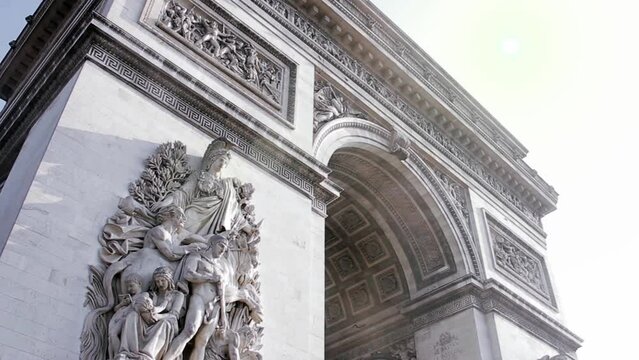 Sculpture La Paix (Peace) on East Facade of the Arc de Triomphe (Triumphal Arch), One of the Most Famous Monuments in Paris, France.