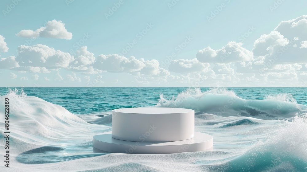 Poster beauty podium backdrop. abstract 3d scene composition background. seascape background...