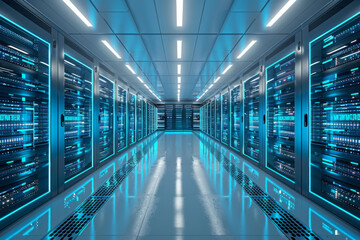 Fototapeta premium Futuristic Data Center Server Room