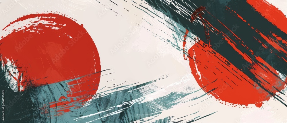 Leinwandbilder the background consists of brush strokes with a japanese pattern modern. abstract elements.