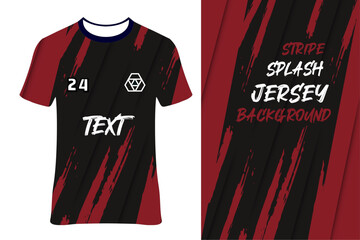 Sublimated black red jersey design. Abstract grunge splash background. Color gradient sporty football basketball soccer baseball netball 