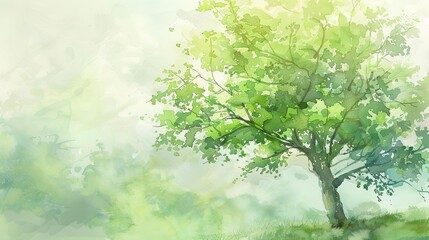 Water colour art, light green tree background  generative ai images