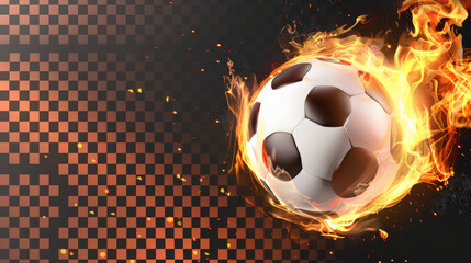 soccer ball in flames, isolated, transparent background