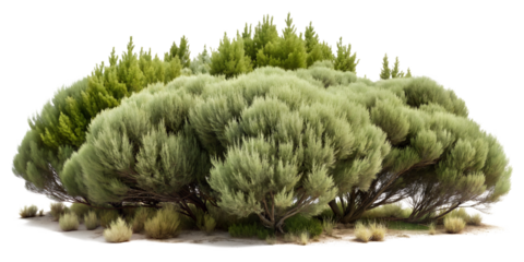 desert bush plant isolated, shrubs and grass, Desert Sage  plant(Juniper Bush, Cytisus supranubius ,Euphorbia gummifera) dry plant on transparent background, clipping path.
