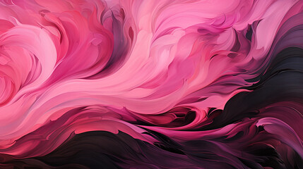 Fototapeta premium Abstract Art of Pink And Black Color Fluttering Brush Strokes on Background
