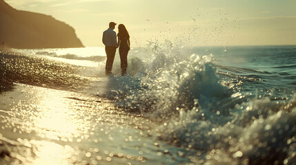 Romantic Coastal Love: Capturing the Enduring Bond of a Couple Against a Secluded Stretch of Coastline
