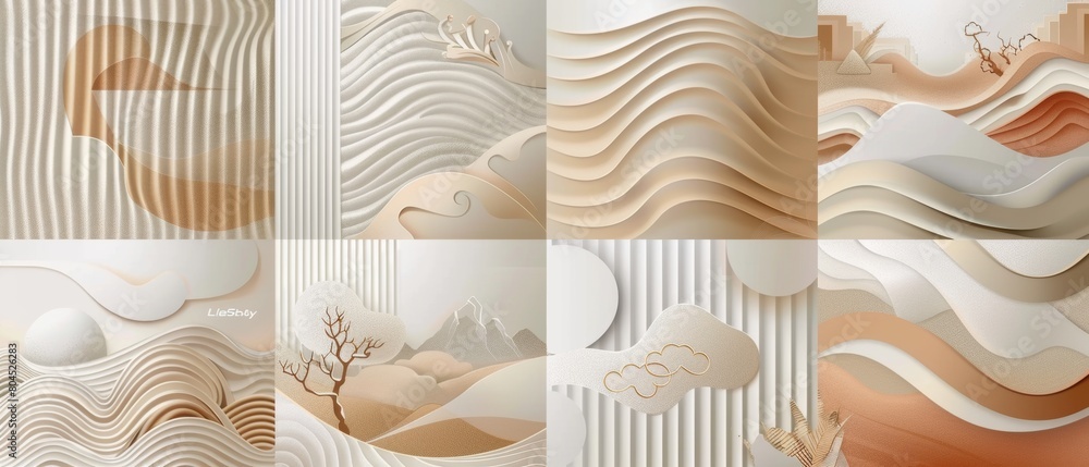 Poster this set of modern graphic elements modern includes asian icons with japanese pattern as well as abs
