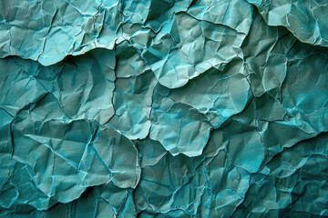  A texture of crumpled paper in shades of blue and green, resembling the surface of an ocean with waves. Created with Ai