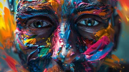  A vibrant burst of paint erupts from the canvas, creating a dynamic and colorful splash frozen in time