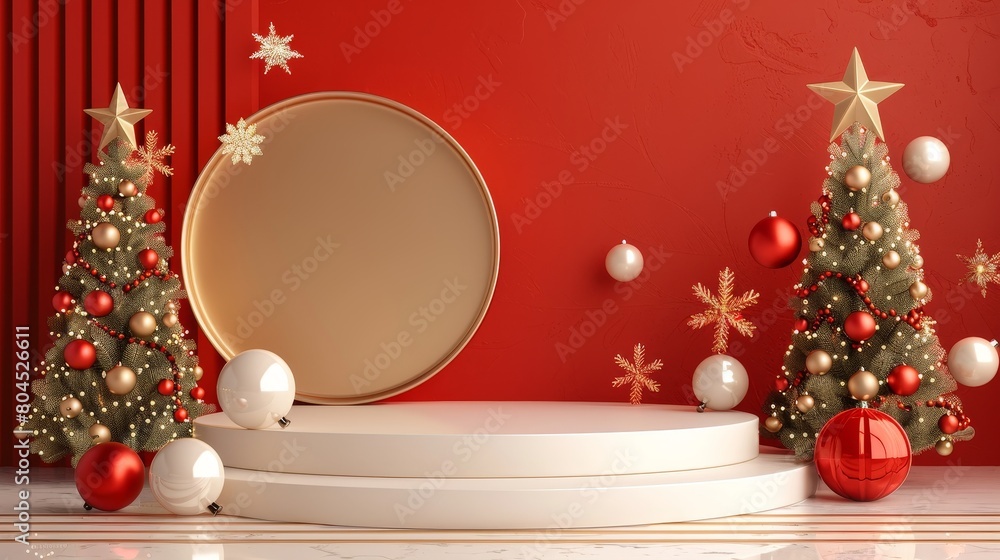 Aufkleber A 3D render of the backdrop for a Christmas podium display.