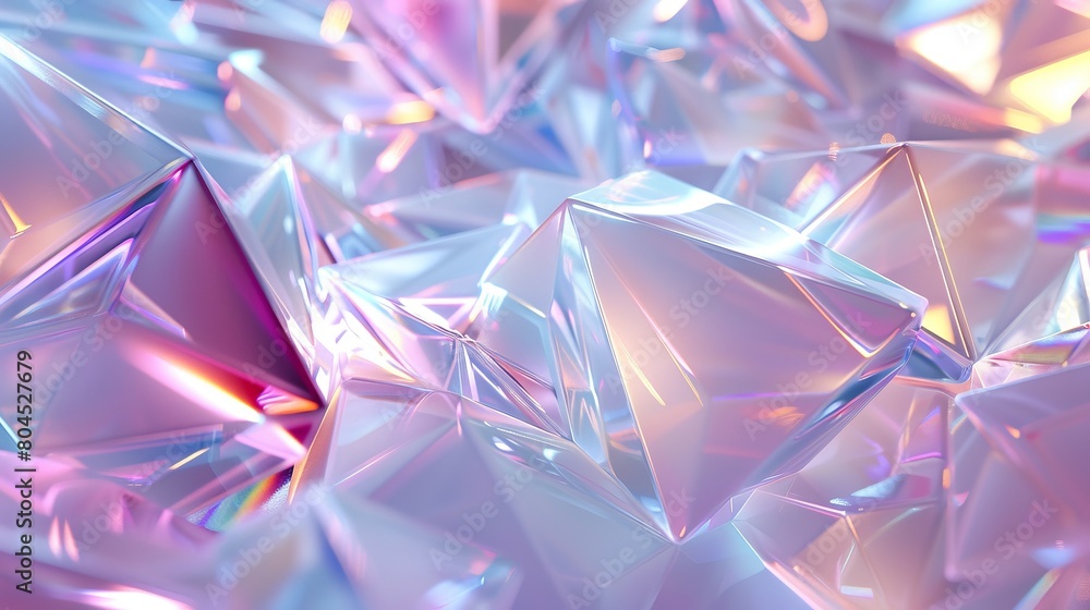 Aufkleber iridescent texture, geometric crystal background, liquid. 3d render...