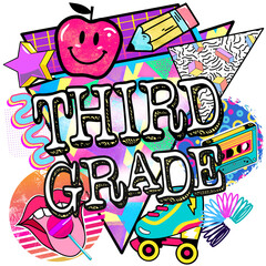 Fototapeta premium 3rd Grade 90s Theme Clipart