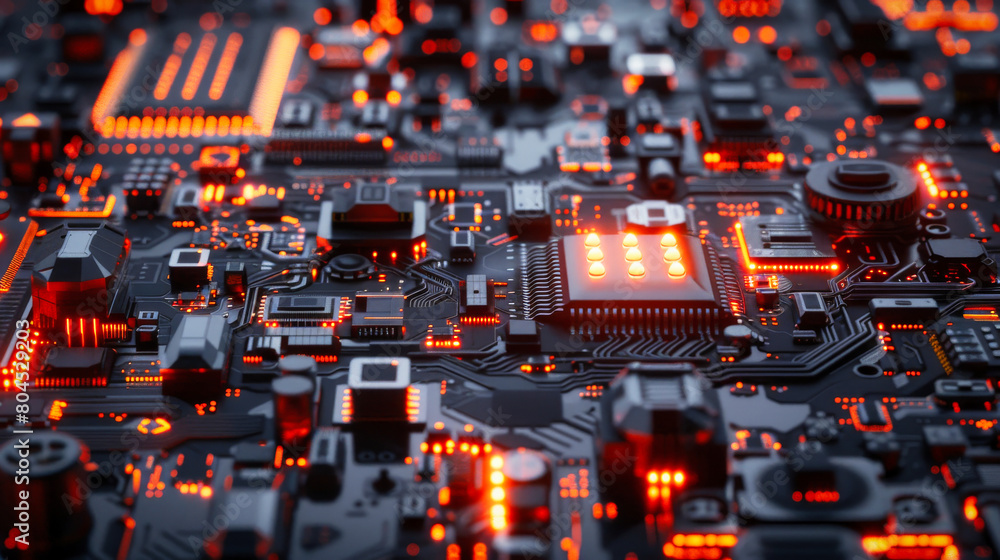Poster a generic abstract high tech computer hardware closeup