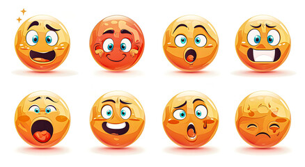Vector set of emoticons and emoji with faces.