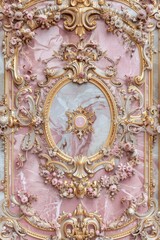 Lavish antique baroque, barocco ornate marble ceiling frame non linear reformation design. elaborate ceiling with intricate accents depicting classic elegance and architectural beauty