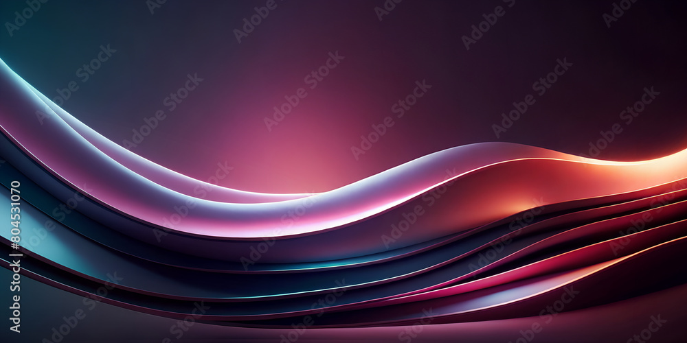 Poster abstract background, folding paper and curved waves for continuous circulation of sound energy. comf