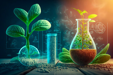 Agricultural technologies for growing plants and scientific research concept created with technology generative Ai